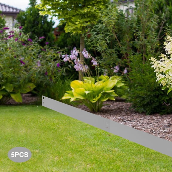 Steel Lawn Edging, 5PCS 4"x39" Garden Metal Landscape Edging Border, Flexible Steel Landscape Border, Lawn Edge for Garden, Yard, Gray
