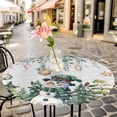 thumbnail image 6 of Green Snowman Christmas Round Tablecloth for 45-54 Inch Tables,Fitted Table Cover with Elastic Edge,Xmas Snowflake Eucalyptus Leaves Waterproof Outdoor Table Cloth Protector for Patio Garden Dinner, 6 of 9