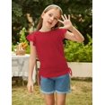 thumbnail image 3 of Arshiner Cute Shirts for Girls Girls Summer Tops Short Sleeve Ruched Knot Side Casual Loose Spring and Summer Tops Tee Blouse Green 9-10 Years 14 Bright red, 3 of 6