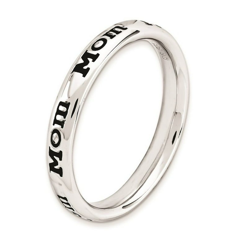 Sterling Silver Stackable Expressions Enameled 'Mom' Ring Sterling Silver Stackable Expressions Enameled 'Mom' Ring