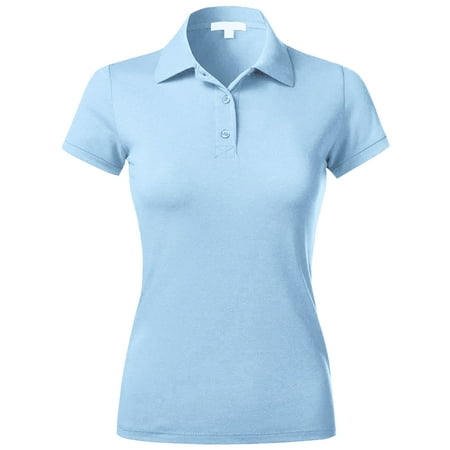 Womens Pique Polo Shirts Dry Comfort Slim Fit Casual Short Sleeve