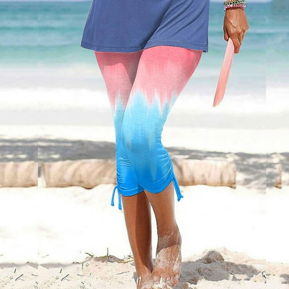 Womens Capri Leggings Clearance Breathable Stretchy Running Yoga Pants Comfortable Non-See Opaque Capri Pants with Pockets High Waisted GymPinkL