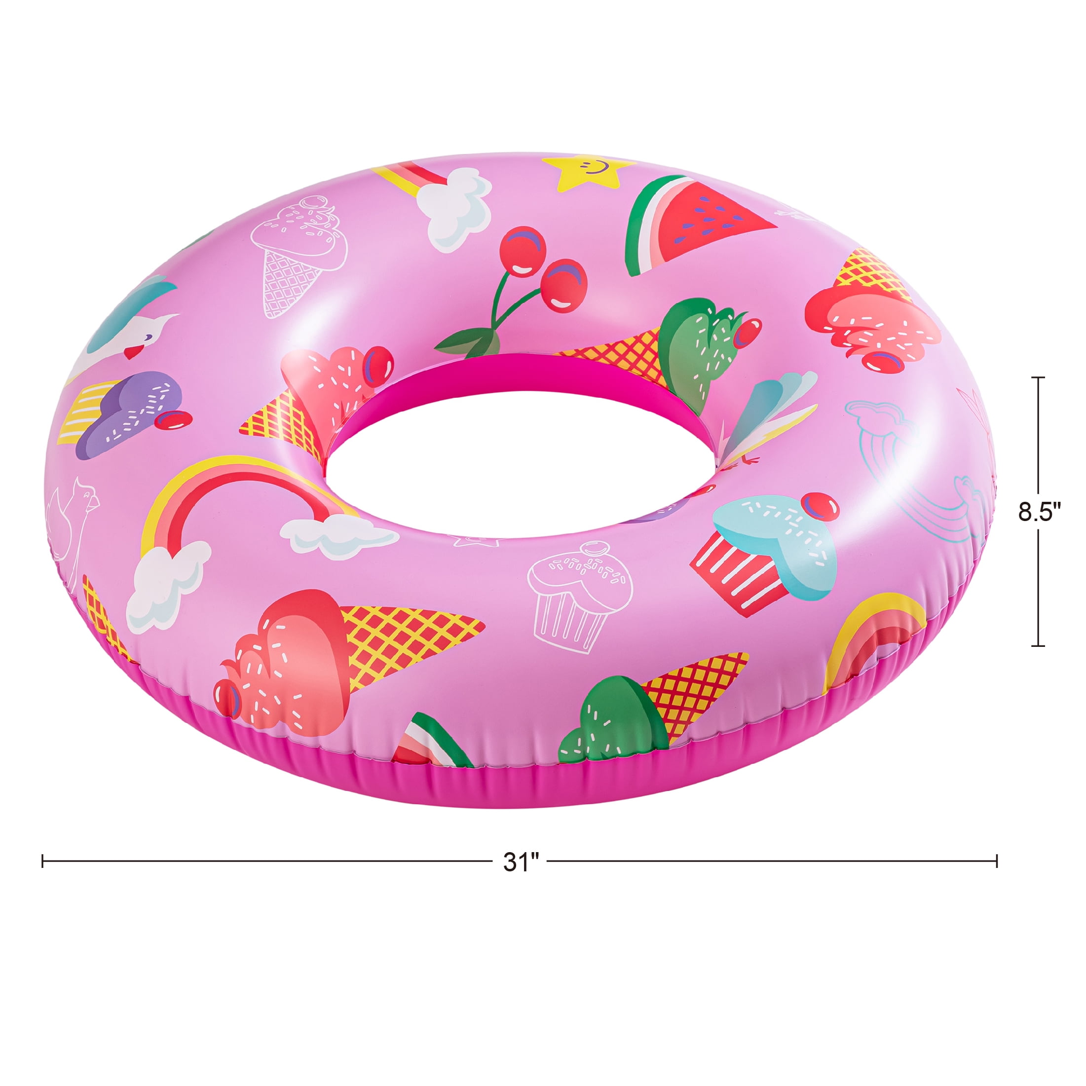 (3 pack) Bluescape Pink Sweets Inflatable Swim Tube Pool Float, for Kids & Adults, Age 9 & up, Unisex
