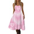 thumbnail image 5 of Valentines Day Sleeveless Vintage Fit Dress with Heart Print Pattern Casual A-line Dresses Light pink L, 5 of 5