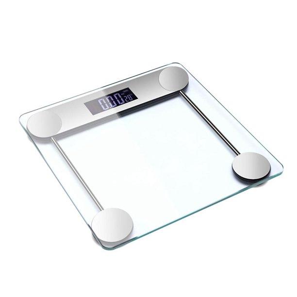 Báscula de baño de vidrio templado SHUYMXG Báscula corporal impermeable digital plateada