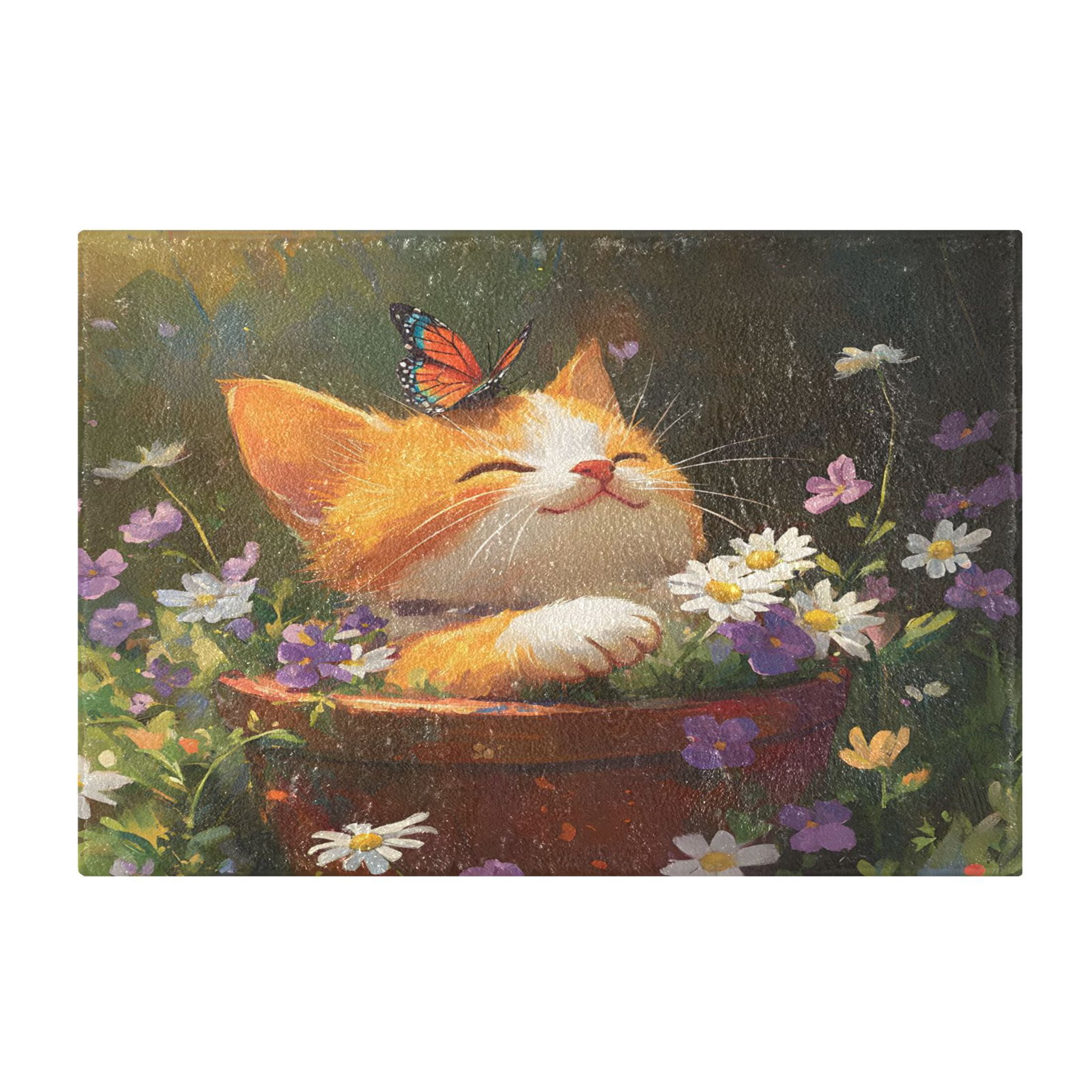 Ryvnso Retro Cute Cat Bathroom Shaggy Rugs Toilet Mat Soft Contour Rug