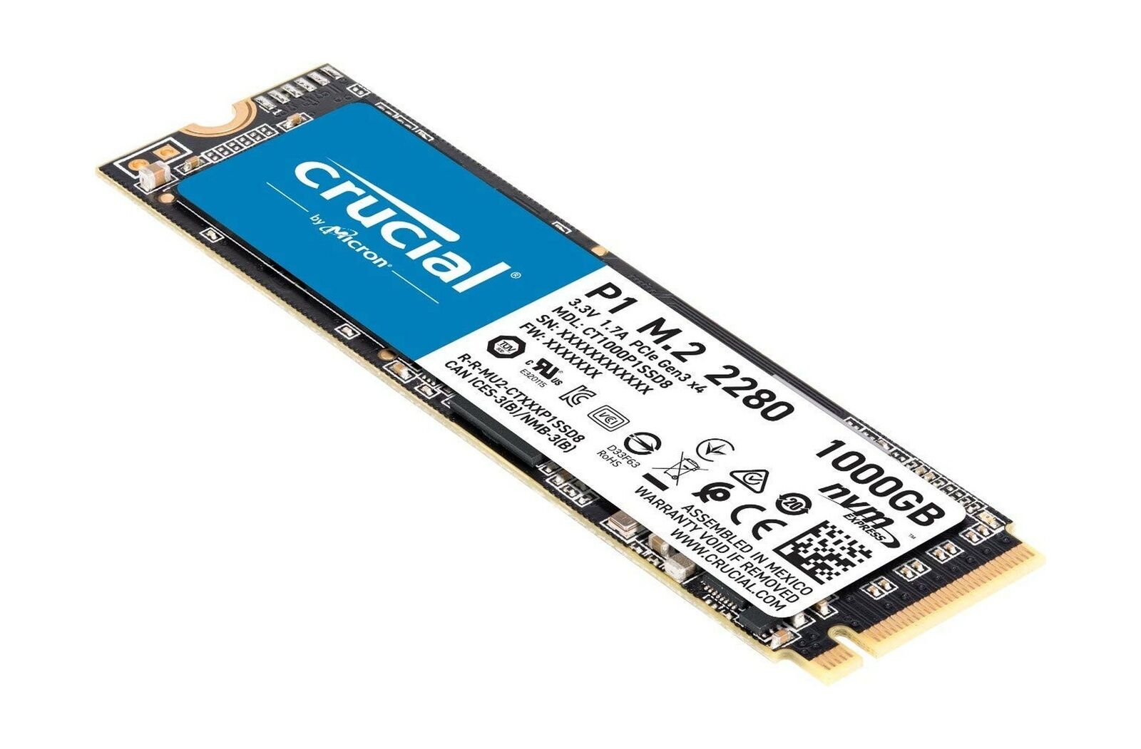 Crucial P1 1TB 3D NAND NVMe PCIe Internal SSD, up to 2000MB/s - CT1000P1SSD8 - image 2 of 2