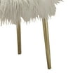 thumbnail image 2 of Faux Fur Upholstered Contemporary Metal Ottoman, White and Gold, 2 of 5