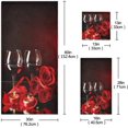 thumbnail image 3 of GZHJMY 3D Valentine's Day Red Wine Glasses Rose Soft Luxury Decorative Set of 3 Towels, 1 Bath Towel+1 Hand Towel+1 Washcloth, Multipurpose for Bathroom, Kitchen, Gym, Spa and Beach, 3 of 5