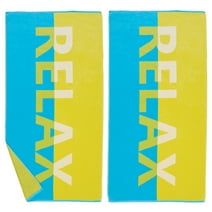 Great Bay Home Cotton Vibrant Prints & Colors 2-Pack Beach Towel  (2 Pack- 30" x 60", Relax)