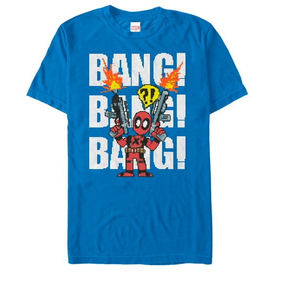 Men's Marvel Deadpool Bang Bang Graphic Tee Royal Blue Small