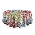 thumbnail image 5 of Pioneer Flower Floral Print Pattern Round Tablecloth 60"x60",Wrinkle Wipeable Table Cloth for Kitchen Dining Room Picnic Patio Party, 5 of 6