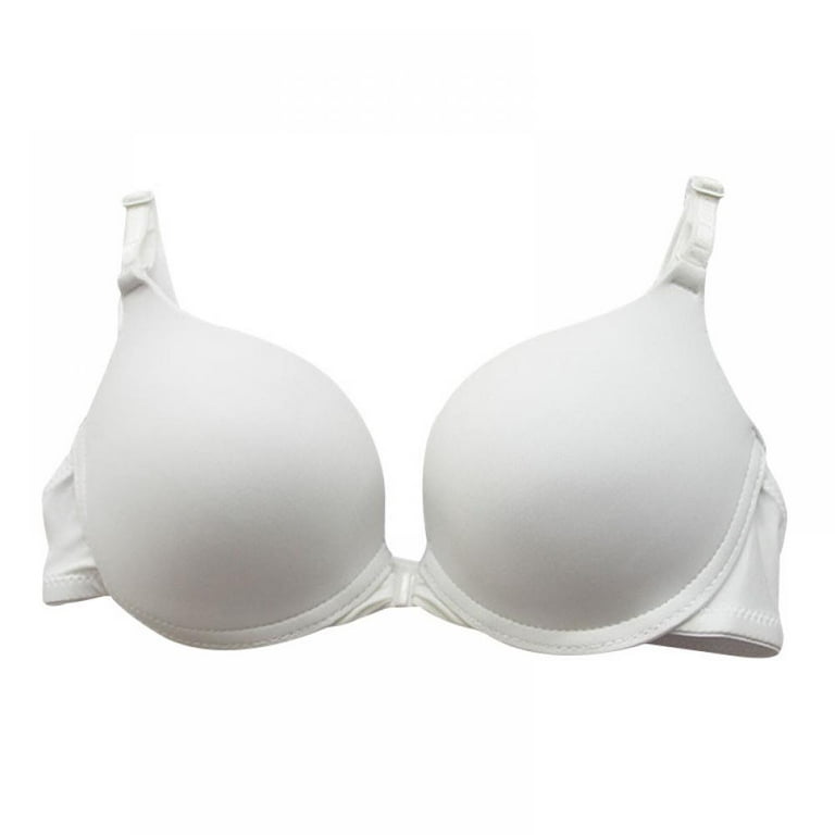 Women Front Closure Padded Seamless Bralette Lingerie Underwear Push Up  Bras White 32B
