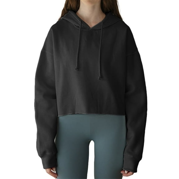 Amazhiyu Women's Cropped Hoodies Long Sleeves Fleece Crop Top Sweatshirt with Hooded