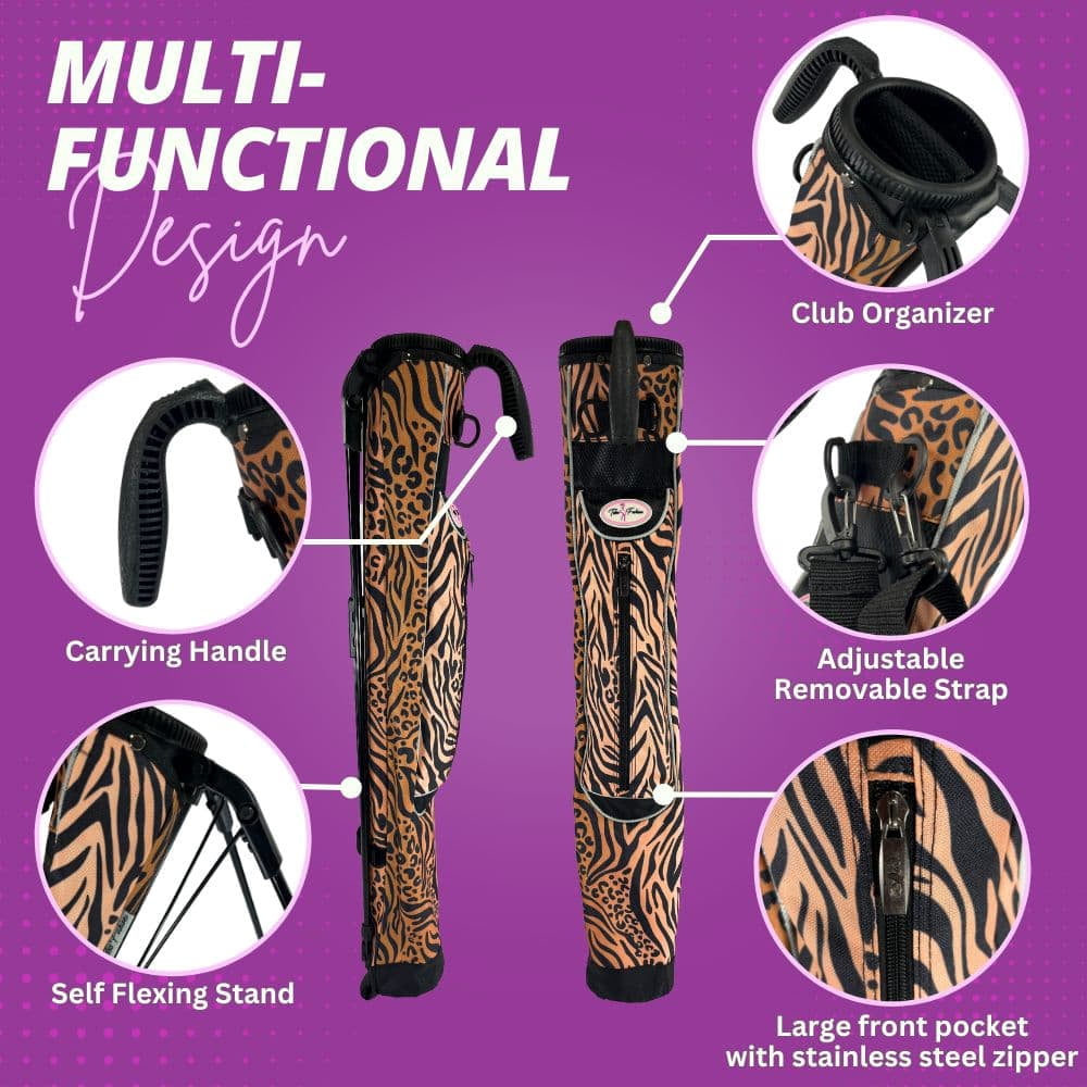 Women's Ultralight Sunday Bag | Taboo Fashions Stand Bag | Range Bag, Par 3, Executive Course | Self Flexing Stand, Adjustable Strap (Wildcat)