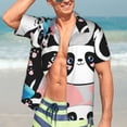 thumbnail image 5 of Lsque Panda Cute Pink Hearts pattern Hawaiian Shirt for Men, Unisex Summer Beach Casual Short Sleeve Button Down Shirts-Large, 5 of 9