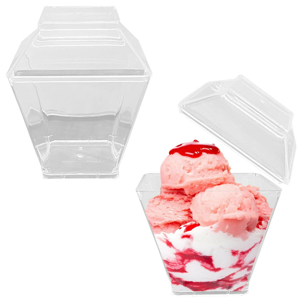 Smarty 2.25 oz. Clear Square Plastic Mini Dessert Cups