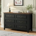 thumbnail image 4 of GIKPAL Black Dresser for Bedroom, 6 Drawers Wood Dresser with Antique Handles, Farmhouse Rustic Chest of Drawers for Bedroom, Living Room, Entryway & Hallway, 4 of 10