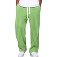 thumbnail image 2 of Mens Corduroy Pants Lightweight Elastic Casual Waist Drawstring Pants Straight Baggy Pants with Pockets Light Green L, 2 of 6