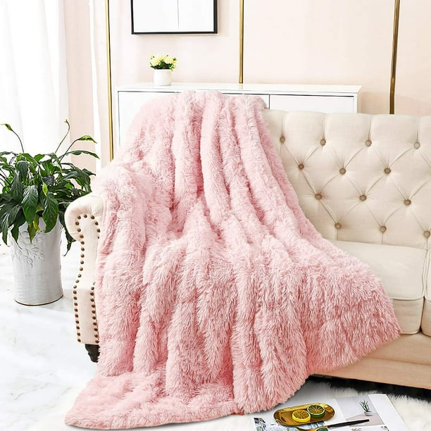 Lochas Shaggy Faux Fur Weighted Blanket 15Lbs, Plush Cozy Fleece Sherpa