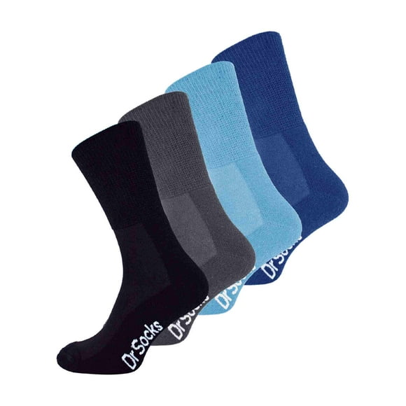 4 Paires Chaussettes pour Hommes en Bambou pour Diabétiques / Dr.Socks / Chaussettes Larges Non Élastiques pour Diabétiques pour Pieds Enflés