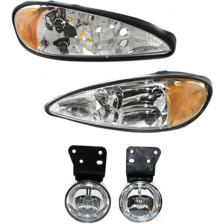 Headlights Set + Driving Fog Lamp Left Right 4Pcs Auto Repair Kit For Pontiac