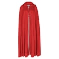 thumbnail image 4 of siminsem Velvet Hooded Cloak for Adults UniFull Length Halloween Cape Medieval Renaissance Witch Wizard Vampire Gothic Cosplay Party Robe 1 Pack, Red,M, 4 of 6