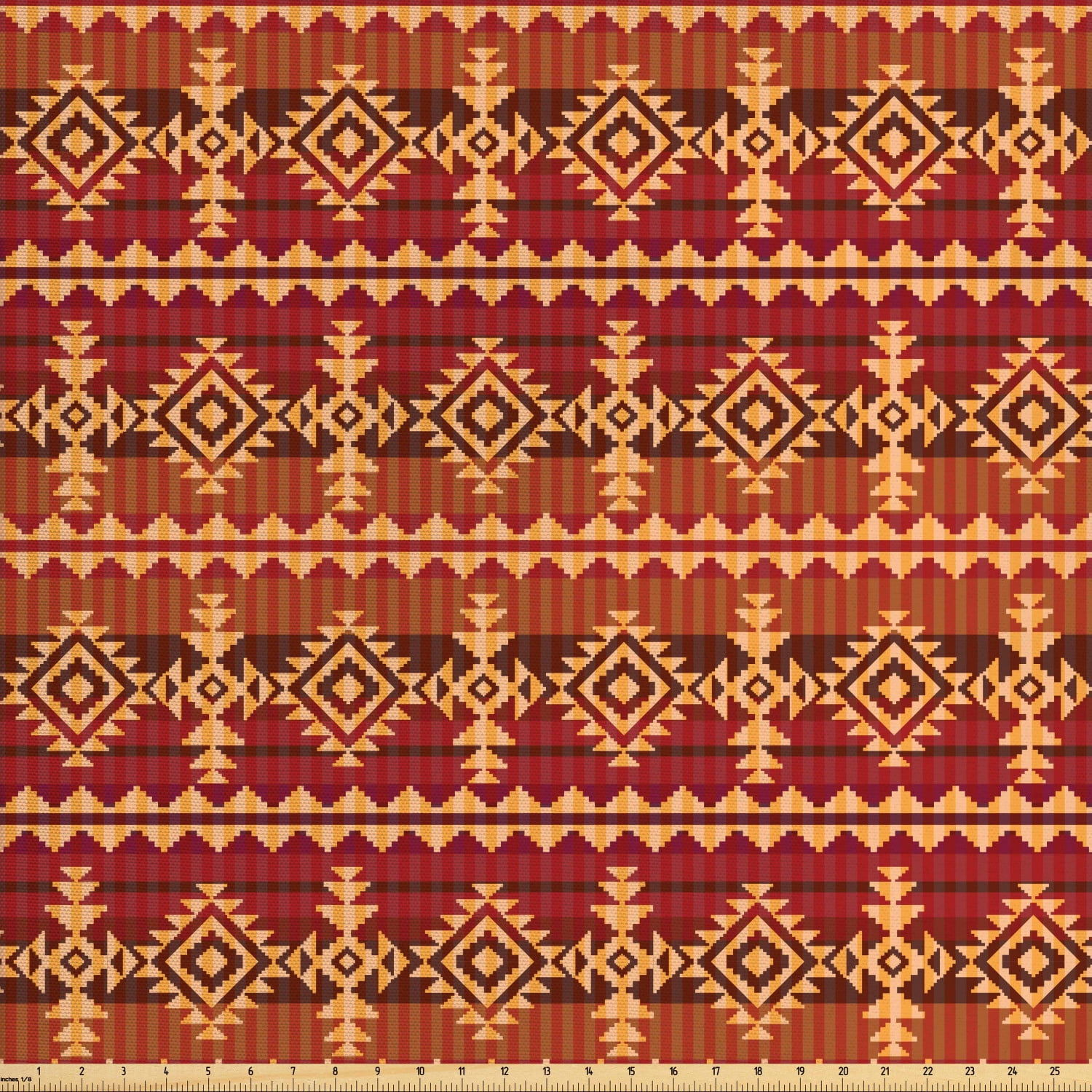 Mexican Fabric by The Yard, Aztec Culture Theme Classical Triangles