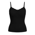 thumbnail image 6 of hoksml Women's Lace Trim Camisole Top with Built-in Bra, Adjustable Cross Back Straps, Stretch Soft Fabric Invisible Layering Tank Top for Daily Casual Wear, 6 of 6