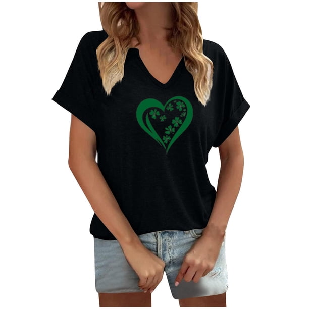 Tops Cortos para las Mujeres San Pablo's Día Impreso Cuello en V Envuelto Casual Top, Ligero para Todas las Estaciones Hogar Y Uso Diario