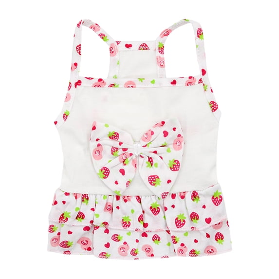 Pet Dress with Tiered Hem - Soft Comfortable, Bright Color - Summer Pet Cat Dog Bowknot Floral Dress - Daily Wear