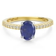 thumbnail image 3 of Gem Stone King 14K Two Tone Gold Blue Lapis and Lab Grown Diamond Engagement Ring for Women | 1.56 Cttw | Oval 8X6MM | Gemstone Birthstone | Size 9, 3 of 6