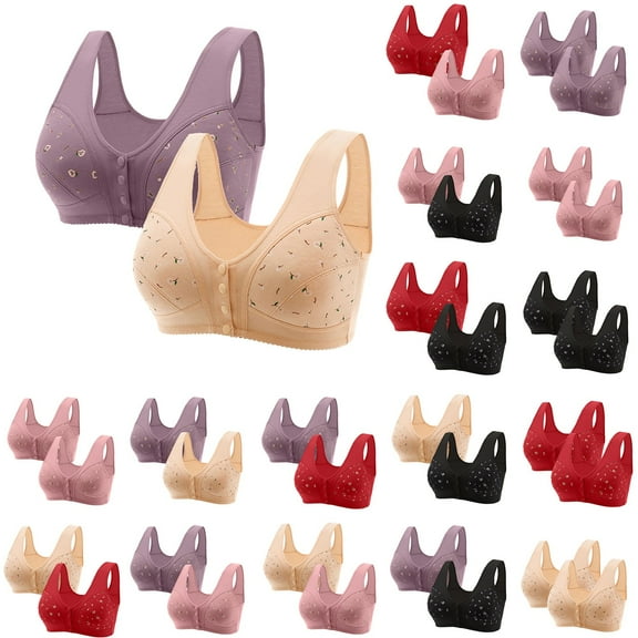 Chroia Of 2 Comfortable Bra For Seniors 2025 New Comfortable Front Closure Bra Cotton Bras For Older Women