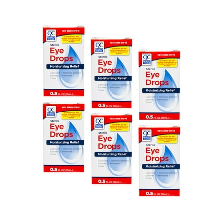 6 Pack Quality Choice Moisturizing Redness Reliever Eye Drops 0.5oz Each