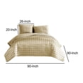 thumbnail image 5 of Benjara 3 Piece Queen Size Coverlet Set with Stitched Square Pattern- Gold, 5 of 6