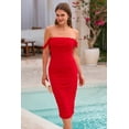 thumbnail image 3 of Vestido PRETTYGARDEN 2025 Ajustado con Hombros Descubiertos Rojo Talle S, 3 of 8