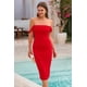 thumbnail image 3 of Vestido PRETTYGARDEN 2025 Midi Rojo con Hombros Descubiertos y Fruncido Talla L, 3 of 8