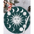 thumbnail image 2 of Round Placemats Set of 4 Celestial Sun and Moon Place Mats Washable Woven Placemat Green Starry Galaxy Boho Circle Braided Table Mat for Kitchen Dining Table Party Home Decor 15 Inch, 2 of 8