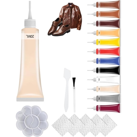 Leather Repair Kit for Furniture, Couch & Car Seats, Vinyl Repair Gel for Tears, Cracks, Scratches & Holes, DIY Leather Repair Kit for Sofa, Shoes