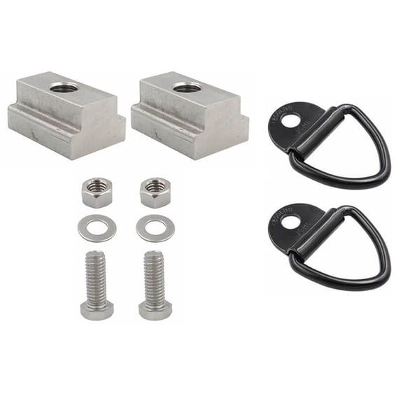 Wauebuly For Toyota Tacoma & Tundra Pickup Truck Deck 3/8" 2Pcs Tie Down Anchors Lashing D-Rings and 2Pcs Bed Deck Rails Cleat T Slot Nuts