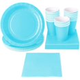 thumbnail image 1 of Serves 24 Turquoise Party Supplies, 72PCS Plates Napkins Cups, Favors Decorations Disposable Paper Tableware Dinnerware Kit Set Bulk for Baby Shower Birthday Party, 1 of 4
