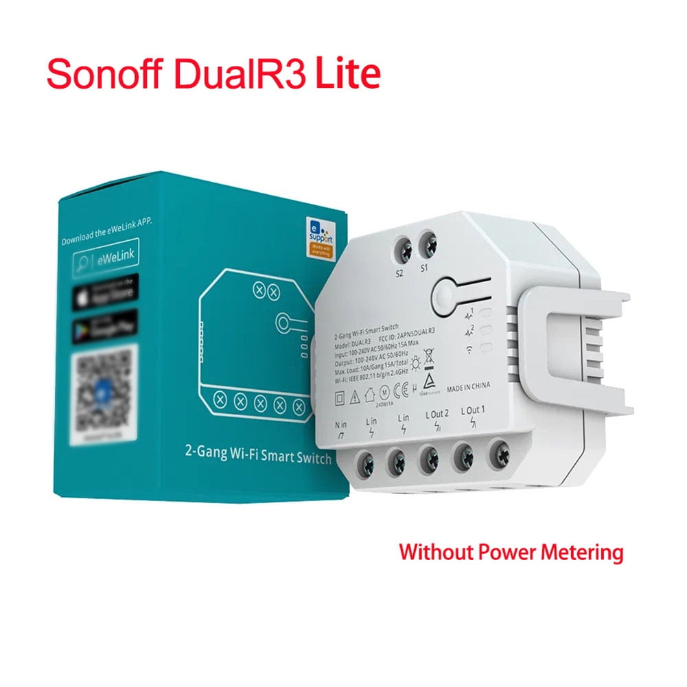 Sonoff Dual (R3) 2-gang WiFi smart relay with power meter an