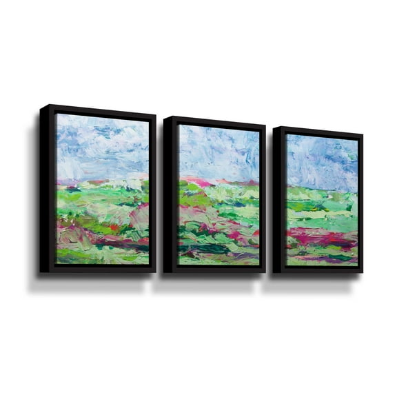 Artwall Greenfields, 3 Piece Floater Framed Canvas Set by Allan Friedlander