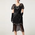 thumbnail image 5 of Rhinestones Layered Fringe Dress Ballroom Latin Dance Dress for Women Tiered Tassel Flapper Dresses Dancing Costume Silver L, 5 of 6