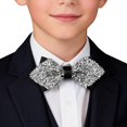 thumbnail image 2 of Boys' Bow Tie for Ages 5-10, Crystal Encrusted Leather Bow Tie for Kids, Formal Bow Tie for Wedding, Party, Hosting, and Suit Accessories Silver, 2 of 5