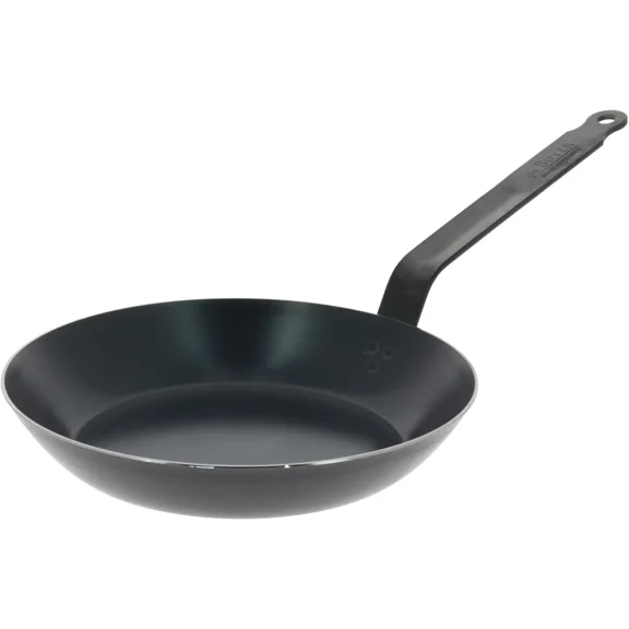 De Buyer Blue Carbon Steel Non-Stick Oven Safe Fry Pan 2mm Thick, Black
