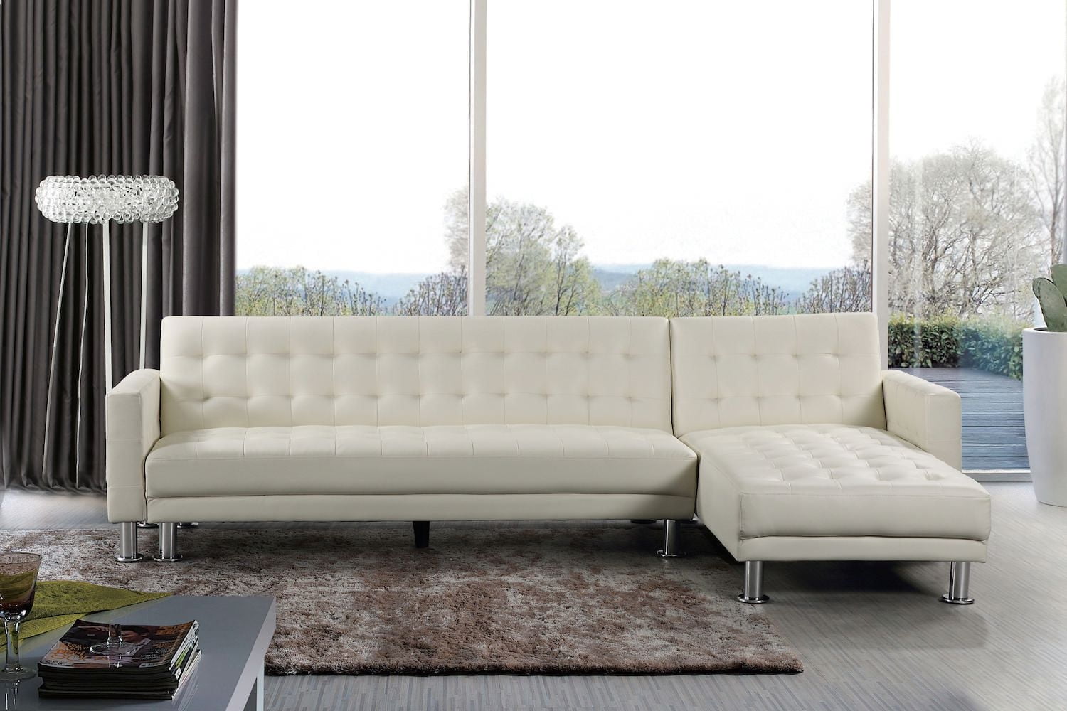 Velago Attalens Adjustable Faux Leather Sectional Sleeper Sofa