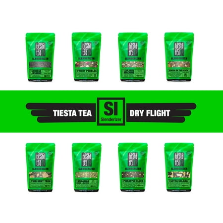 Tiesta Tea SLENDERIZER Dry Flight, 8 Loose Green & Oolong Tea Blends, 8 to 12 Servings of Each Flavor, Medium Caffeine, Sampler Gift