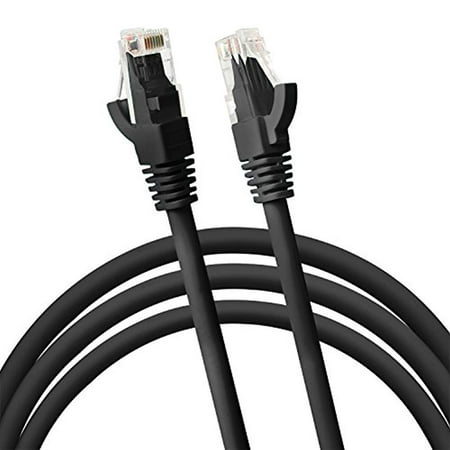 Jumbl Cat6 RJ45 Fast Ethernet Network Cable – 25 Feet Black - Connects Computer to Printer, Router, Switch Box or Local Area Network LAN Networking Cord, no Signal
