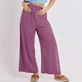 thumbnail image 3 of Outfmvch Wide Leg Pants Woman Flowy Drawstring High Waist Women's Culottes High Waisted Linen Pants Women Summer Beach Pant Flowy Lounge Linen Palazzo Pants for Women Beach Pants Purple S-2XL, 3 of 8